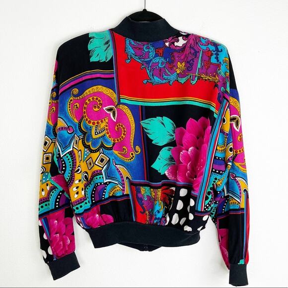 Vintage Box Office Jacket 80s Lightweight Floral Print Short Waist - Picture 4 of 10